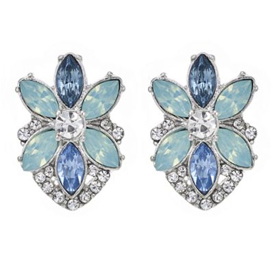 Designer tonal blue floral stud earring